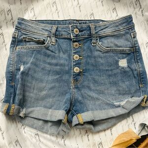 Arizona Jean Company Women's Distressed Blue Jean High-rise Shorts